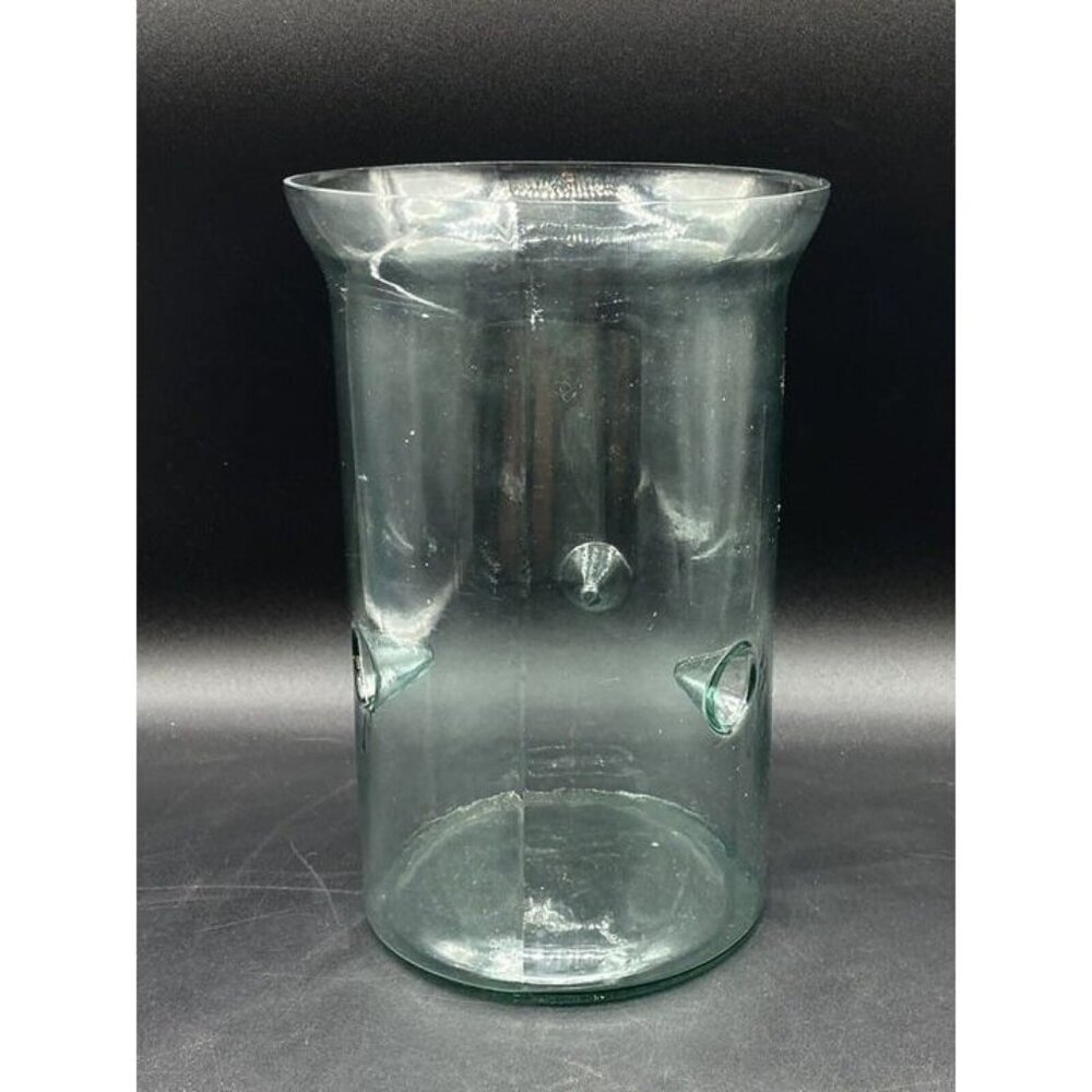 Rustic Kalalou Glass Style Candle Cylinder Recycled Glass 9.25” T X 6.25” W